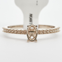 Afbeelding van Rose 14K White 6.5x4.5 mm Pear Pave-Style Ring Mounting