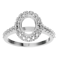Afbeelding van Peony 14K White 8x6 mm Oval Pave-Style Ring Mounting