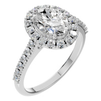Afbeelding van Peony 14K White 8x6 mm Oval Pave-Style Ring Mounting