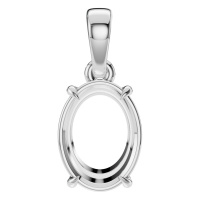 Afbeelding van Ume 14K White 8x6 mm Oval Solitaire-Style Pendant Mounting