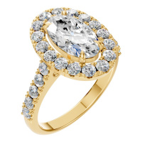 Afbeelding van Peony 18K Yellow 10x6 mm Oval Pave-Style Ring Mounting