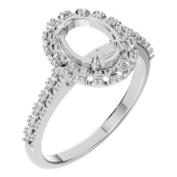 Afbeelding van Peony 14K White 8x6 mm Oval Pave-Style Ring Mounting