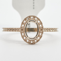 Afbeelding van Peony 14K Rose 5x5 mm Cushion Halo-Style Ring Mounting