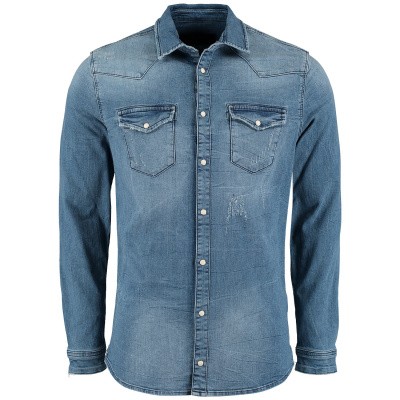 Afbeelding van Pure White 19010227 heren overhemd jeans