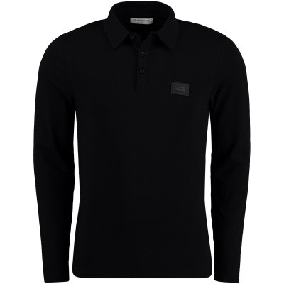 Afbeelding van Pure White POLO LS heren polo zwart
