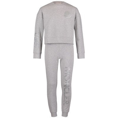Afbeelding van Moncler 8858150 kinder joggingpak licht grijs