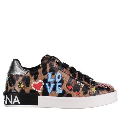 Afbeelding van Dolce & Gabbana D10656 AV686 kindersneakers panter
