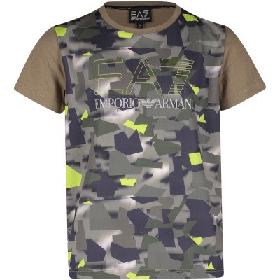 Afbeelding van EA7 3GBT54 kinder t-shirt army