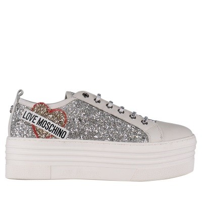 Afbeelding van Moschino JA15056G16 dames plateausneakers zilver