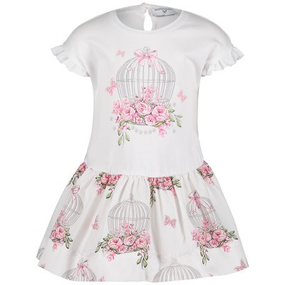 Afbeelding van MonnaLisa 313907SH babyjurkje wit