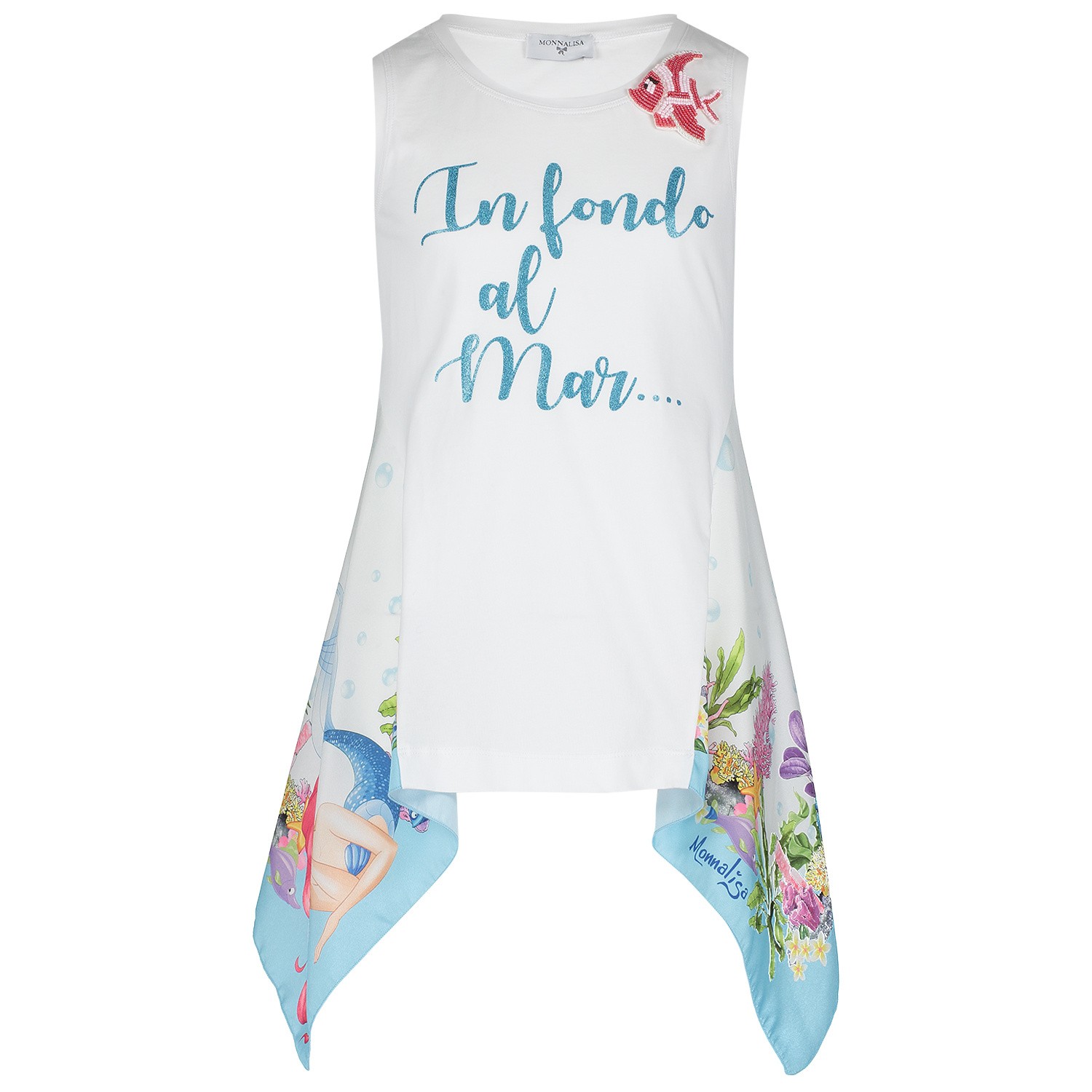 Monnalisa 113633Sy Kinder Tuniek Wit monnalisa kopen in de aanbieding