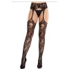 Leg Avenue Lace Stockings with Garters Black