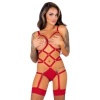 Livco Corsetti Thiara Body and Stockings Set Red S/M