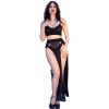 Chilirose Top, Skirt & Thong with Golden Chains M