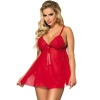 Subblime Red Babydoll With Bow and Floral Lace L/XL