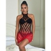 Subblime Red & Black Gradient Elastic Fishnet Dress