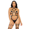 LEG AVENUE Heart Ring Harness Teddy Size L BLACK