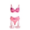 Subblime Pink Eyelash Lace Bra Set L/XL