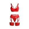 Subblime Red Bondage Bra Garter Set L/XL