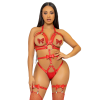 LEG AVENUE Studded O-Ring Harness Teddy Size M RED