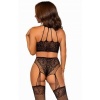 Afbeelding van Leg Avenue - Crop Top en Slip Met Jarretelkousen - Zwart