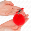KINK Faux Fur Ball Nipple Clamp Red 6cm