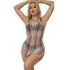 Subblime Rainbow Off-Shoulder Sleeveless Fishnet Dress