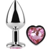 Metal Butt Plug Fuchsia Heart Small Size 7 cm