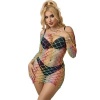 Subblime Rainbow Long Sleeve Fishnet Dress, One Size