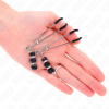 KINK Gold Thin Nipple Clamps With 3 Black Glass Beads 7cm