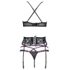 Livco Corsetti Snehana LC 90443 Bra + Garter Belt + Thong Black L/XL