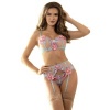 Subblime Bra & Panties with Garter Belt Floral Blue L/XL