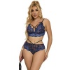 Subblime Lace Bra & Panties Blue S/M