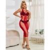 Subblime Long Red Fishnet Babydoll Dress, One Size