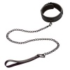 CALEXOTICS Nocturnal Collar & Leash Leather Adjustable Black