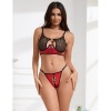 Subblime Red Faux Leather Mesh Zipper Bra Set S/M