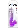 King Cock Clear Realistic Penis with Balls 13.5cm Purple