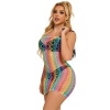 Subblime Rainbow Off-Shoulder Fishnet Dress, One Size