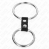 Kink Double Metal Penis Ring 3.7 Cm to 5 Cm Connected by Leather