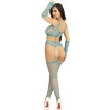 Leg Avenue Crop Top Stockings Gloves Set Blue