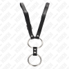 Kink Double Metal Penis Ring 3.8 Cm to 5 Cm with Leather Belt 112 Cm
