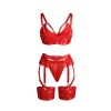 Subblime Red Bondage Bra Garter Set L/XL