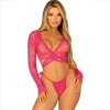 Leg Avenue Lace Crop Top with Side-Tie Thong