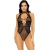 Leg Avenue Net Lace Keyhole Halter Bodysuit