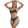 Subblime 2-Piece Fishnet Set Long Sleeve Rainbow