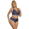 Subblime Lace Bra & Panties Blue S/M
