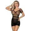 Subblime Short Black Crochet Grill Dress, One Size