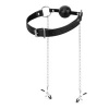 Afbeelding van Bedroom Fantasies - Ball Gag met Tepelklemmen - Zwart