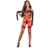 Livco Corsetti Thiara Body and Stockings Set Red L/XL