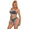 Subblime Rainbow Off-Shoulder Fishnet Dress, One Size